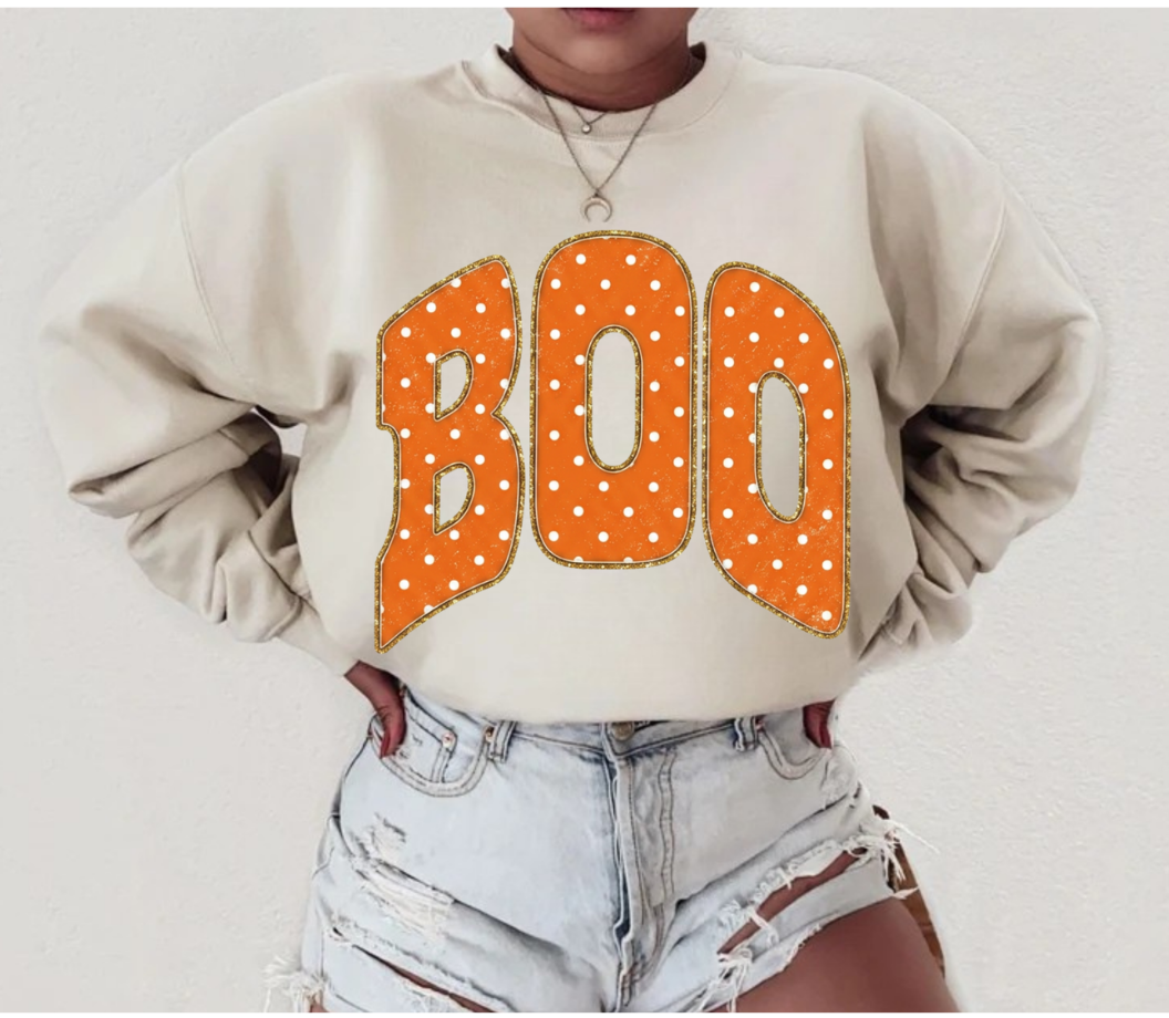 ORANGE BOO HALLOWEEN DTF TRANSFER : Adult