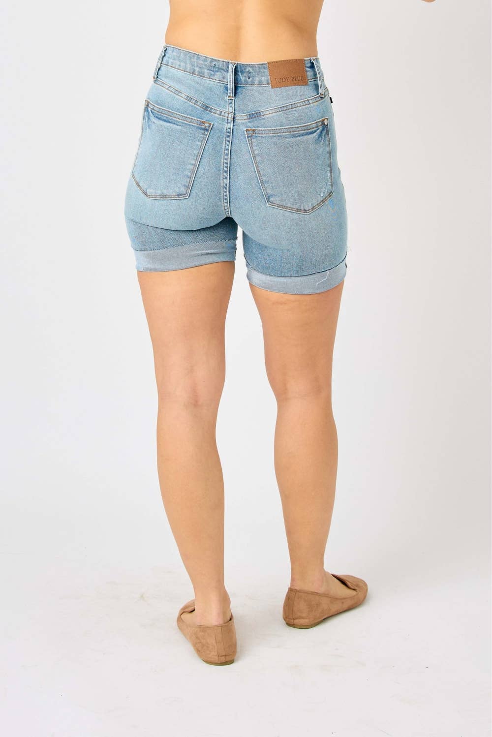 HW Tummy Control Cool Denim Shorts (XL Only): MD / XL