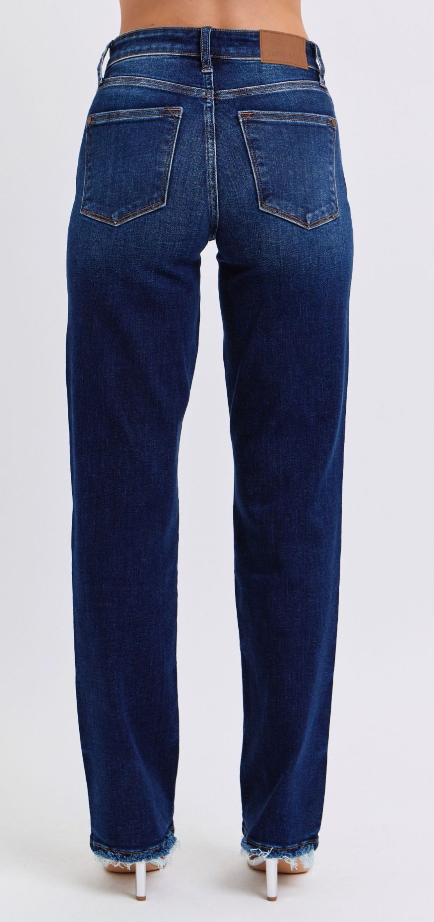 Judy Blue Mid Rise Straight Leg With Fray Hem