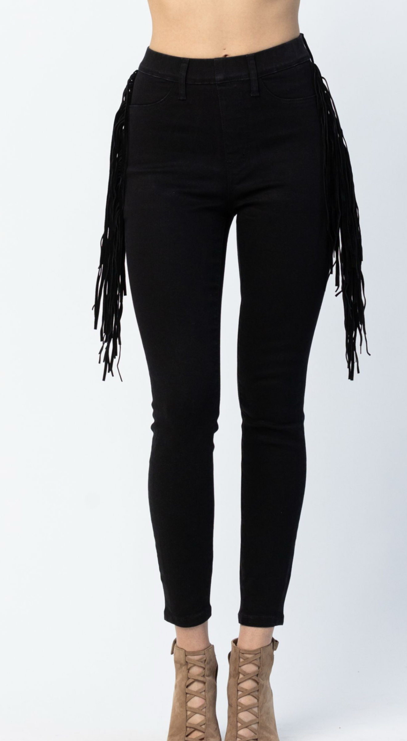 Judy Blue High Rise Side Fringe Skinny Jeggings