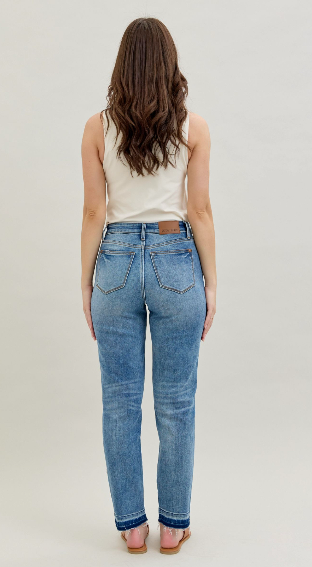 Judy Blue Mid Rise Ridge Magic Release Hem, Boyfriend
