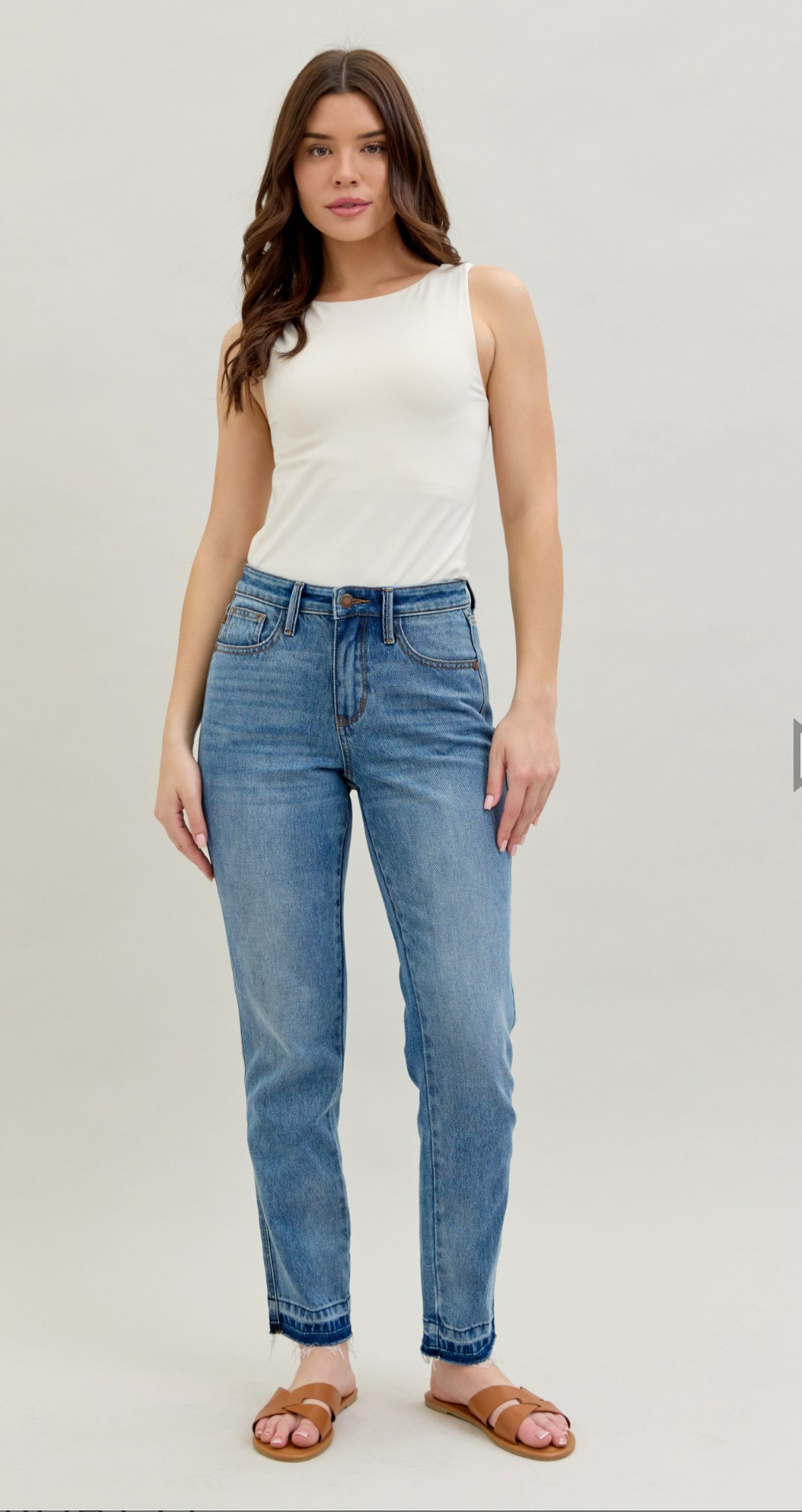 Judy Blue Mid Rise Ridge Magic Release Hem, Boyfriend