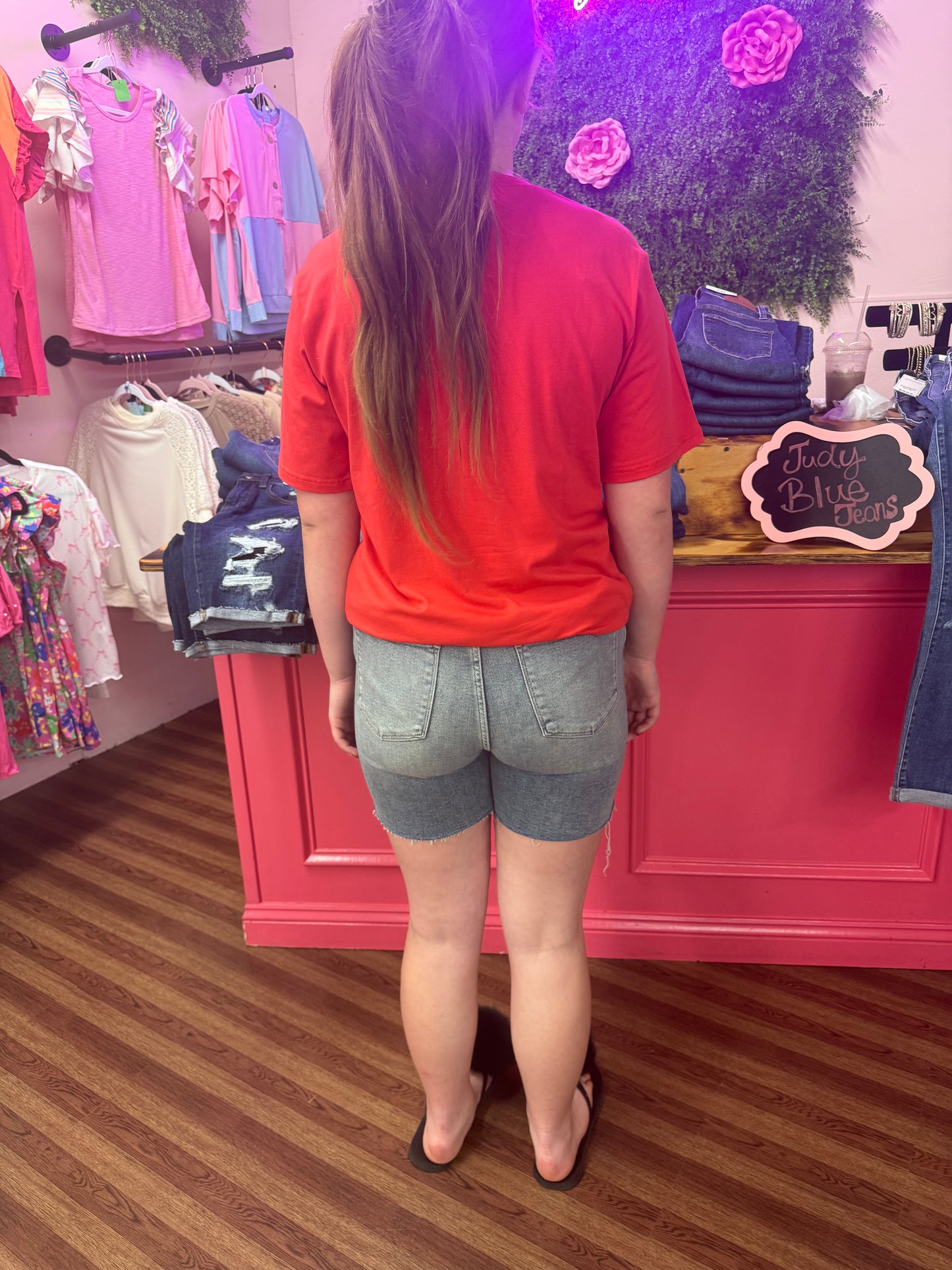 Judy Blue Light Wash Denim slit shorts