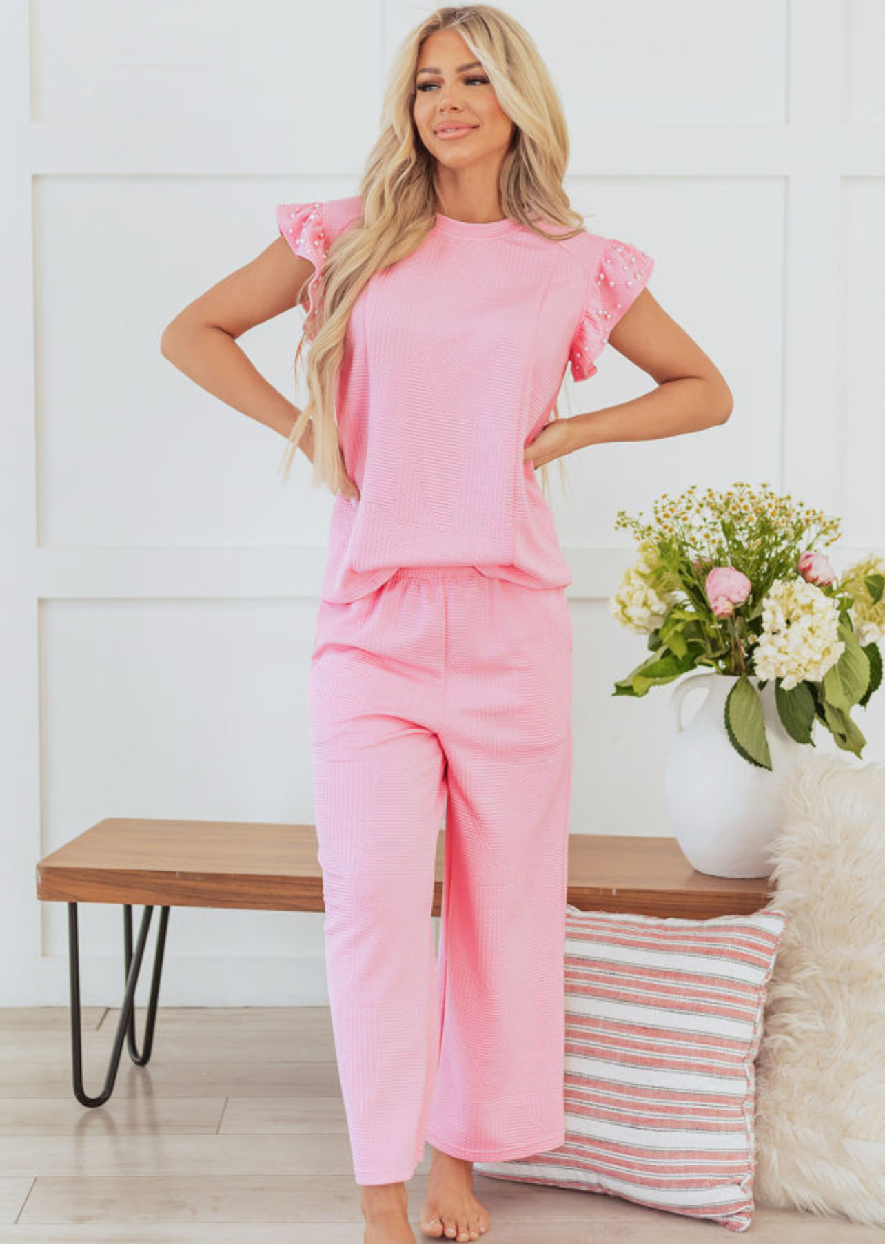 Pink Wide leg pants set