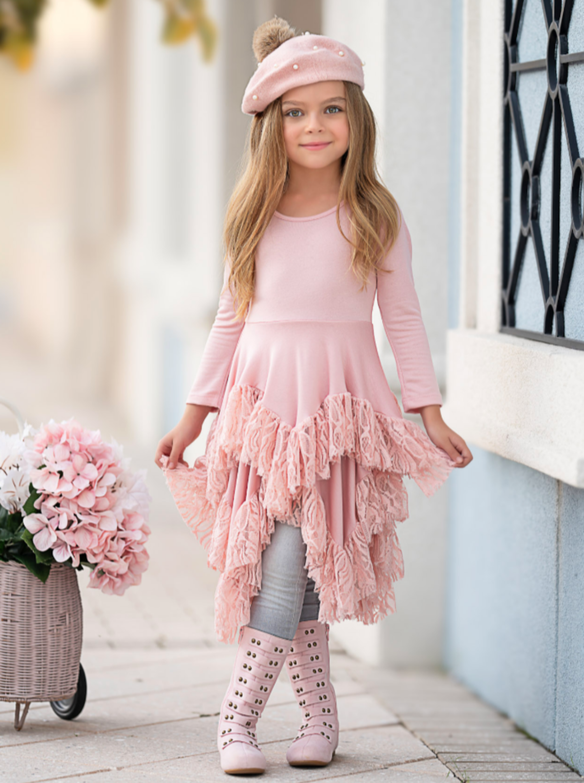 Style Queen Pink Lace Tunic: Pink / 7Y/8Y