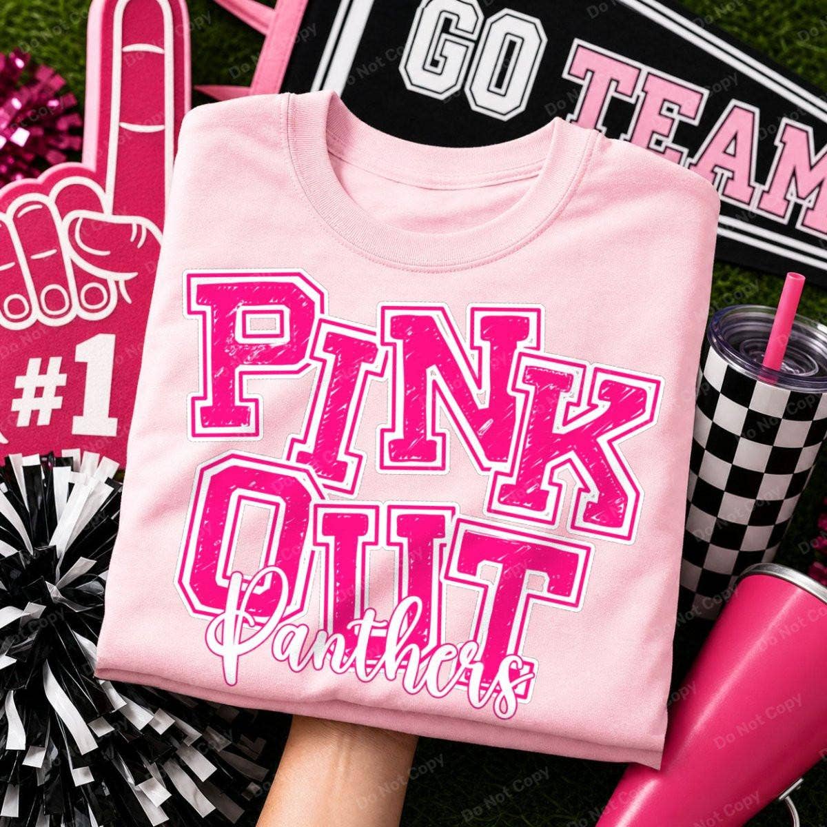 Pink Out Mascot DTF Heat Transfer: Bobcats / Adult