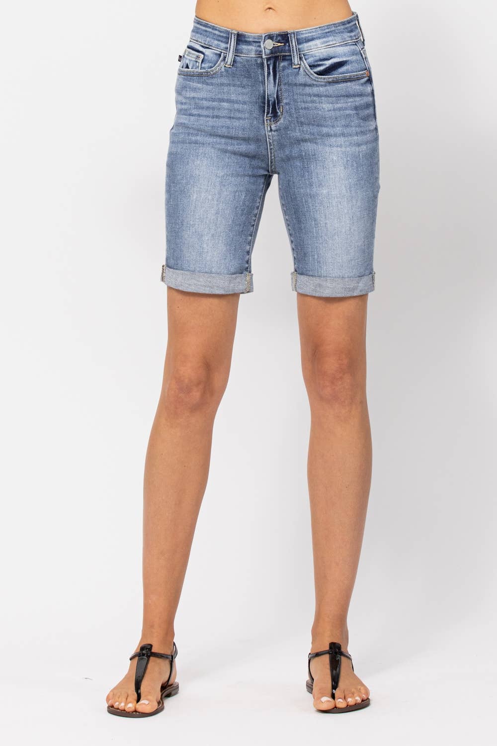 Hi-Rise Cuffed Bermuda Shorts (XL Only): LT / XL