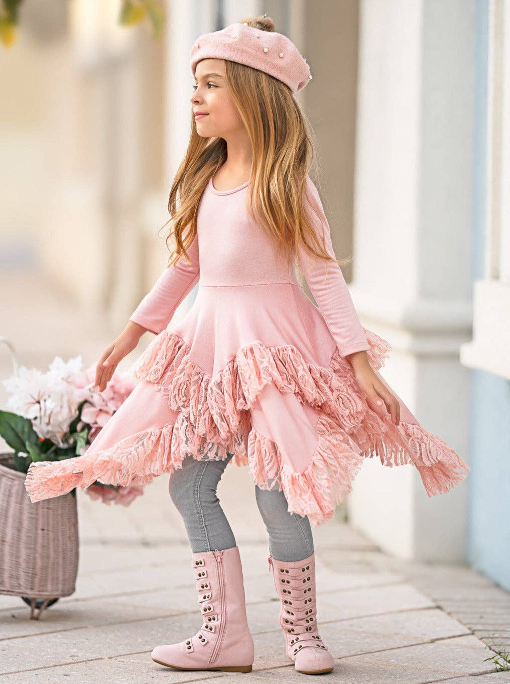 Style Queen Pink Lace Tunic: Pink / 2T/3T