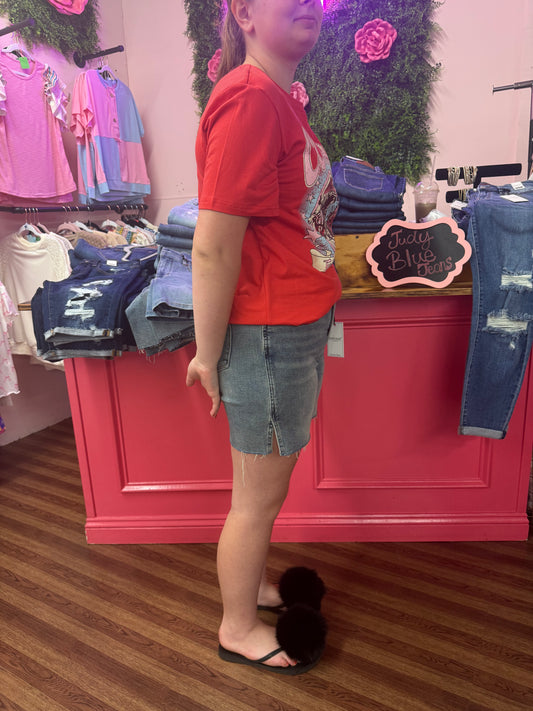 Judy Blue Light Wash Denim slit shorts