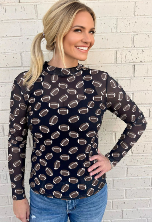 Black GameDay, rugby, mesh, sheer, long sleeve