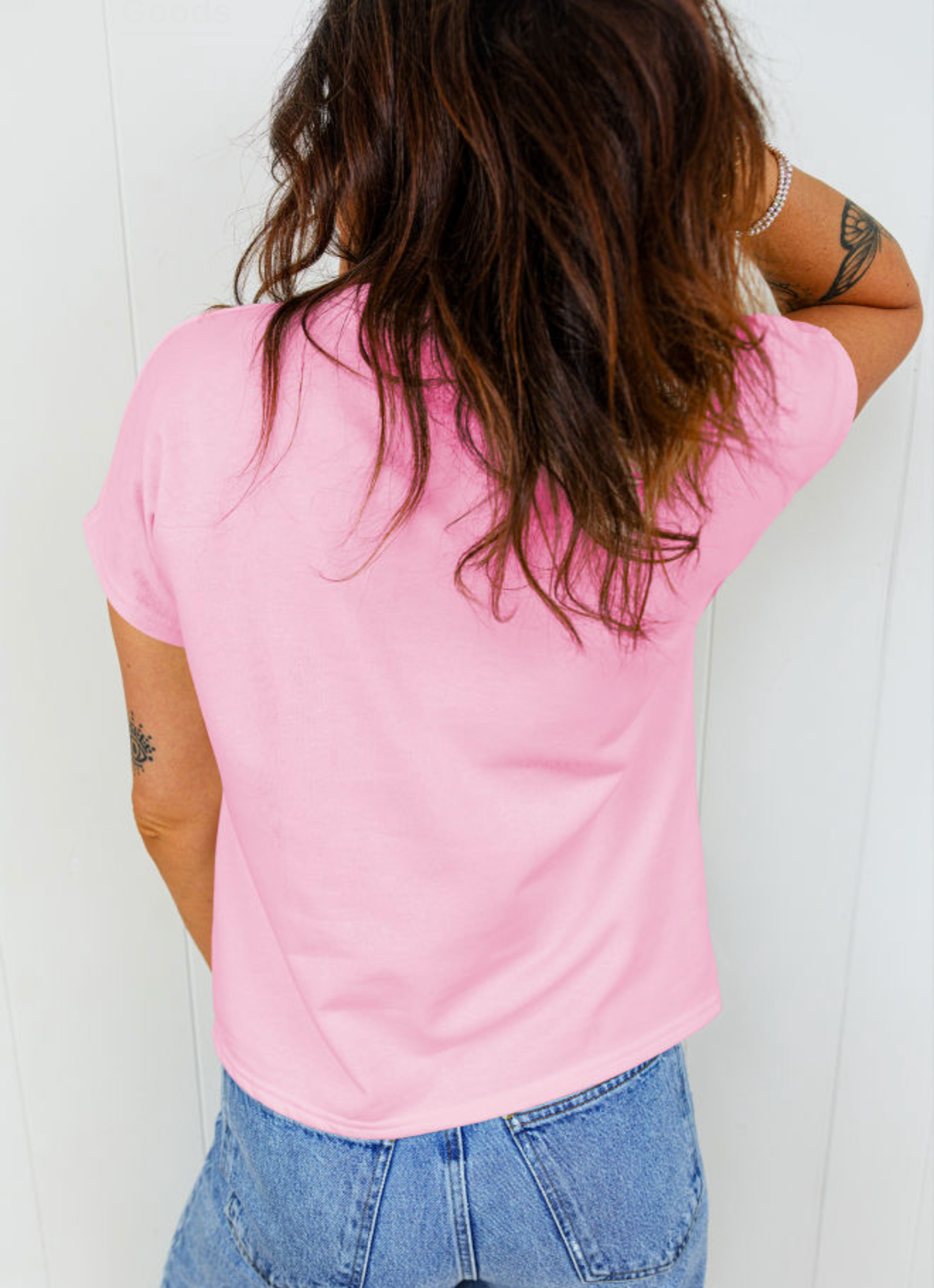 Pink Leopard Bow Embroidered Cotton Round Neck T-Shirt