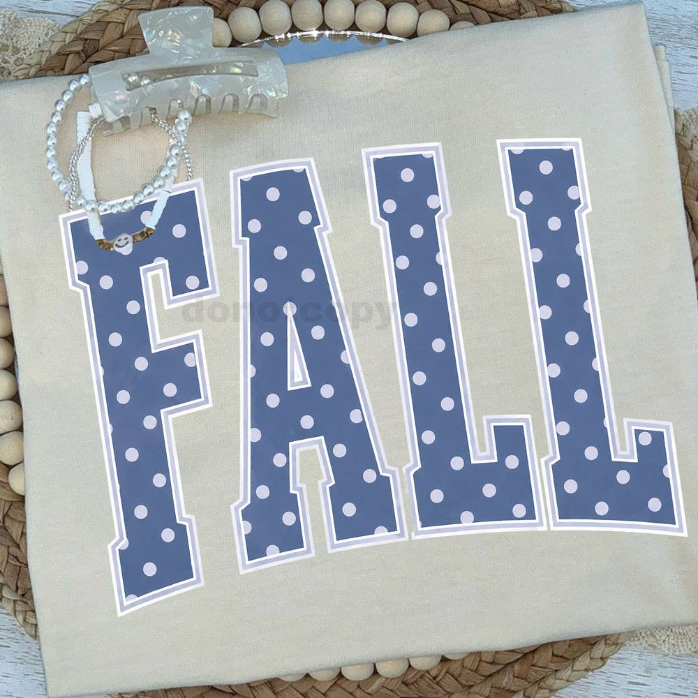 Fall Polka Dot BLUE DTF Heat Transfer: Adult