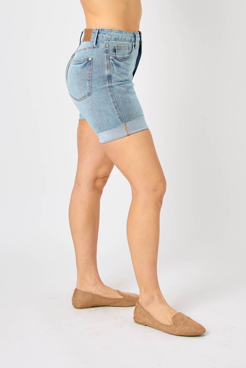 HW Tummy Control Cool Denim Shorts (XL Only): MD / XL
