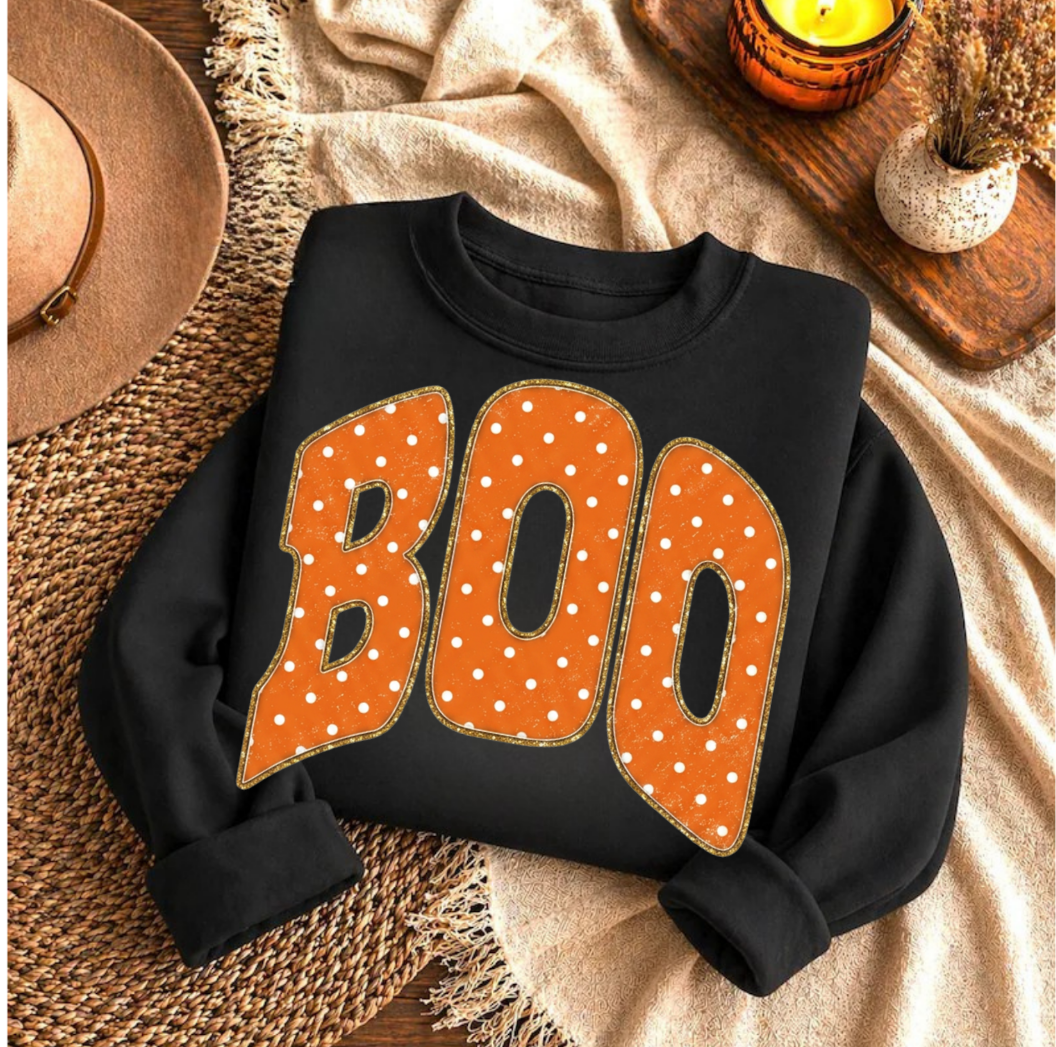 ORANGE BOO HALLOWEEN DTF TRANSFER          : Adult