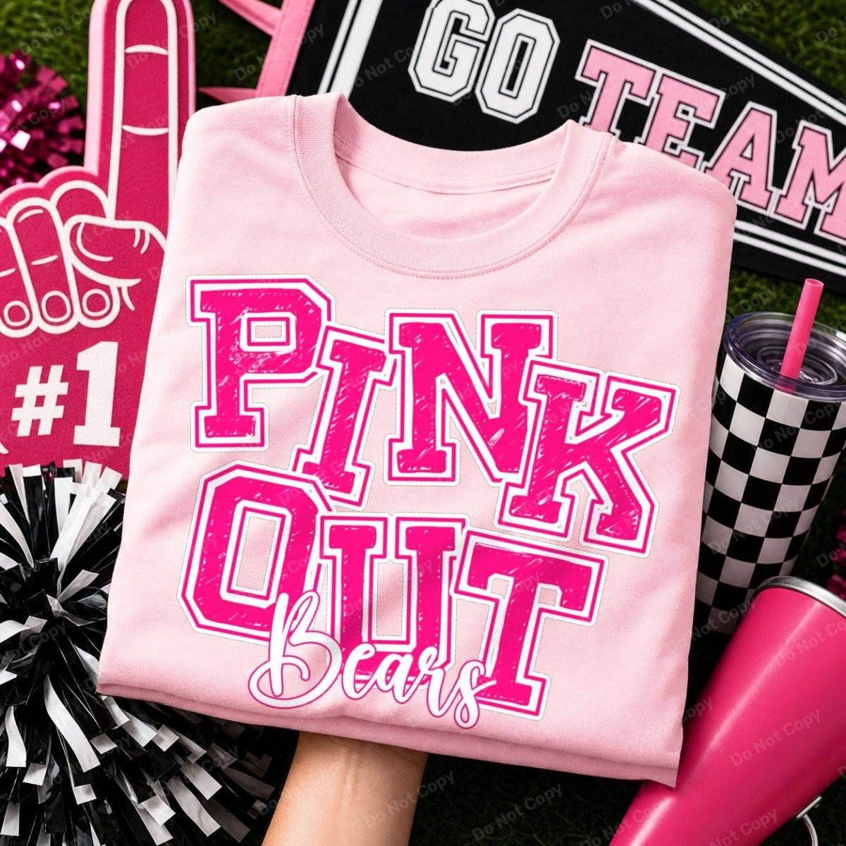 Pink Out Mascot DTF Heat Transfer: Bobcats / Adult