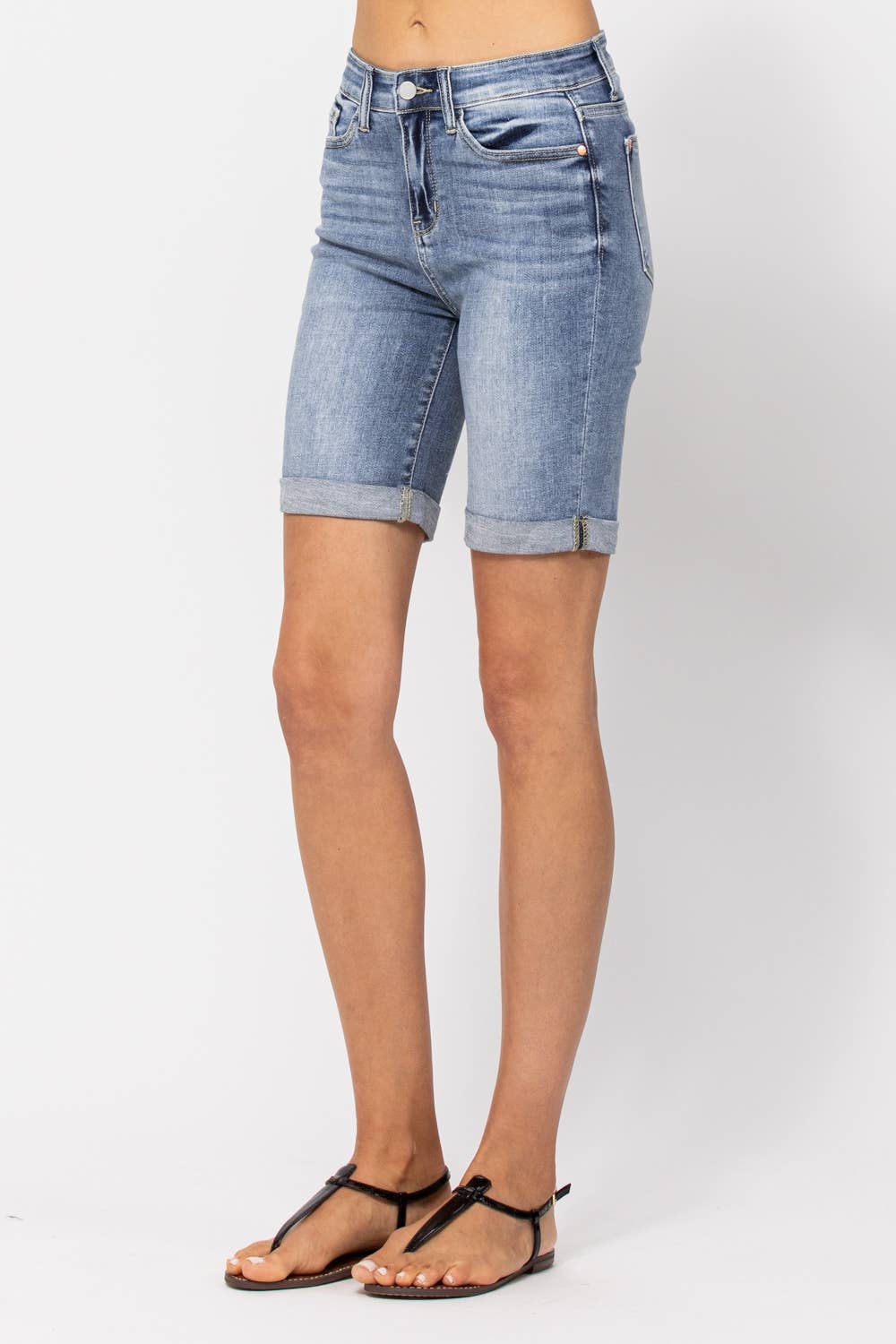 Hi-Rise Cuffed Bermuda Shorts (XL Only): LT / XL