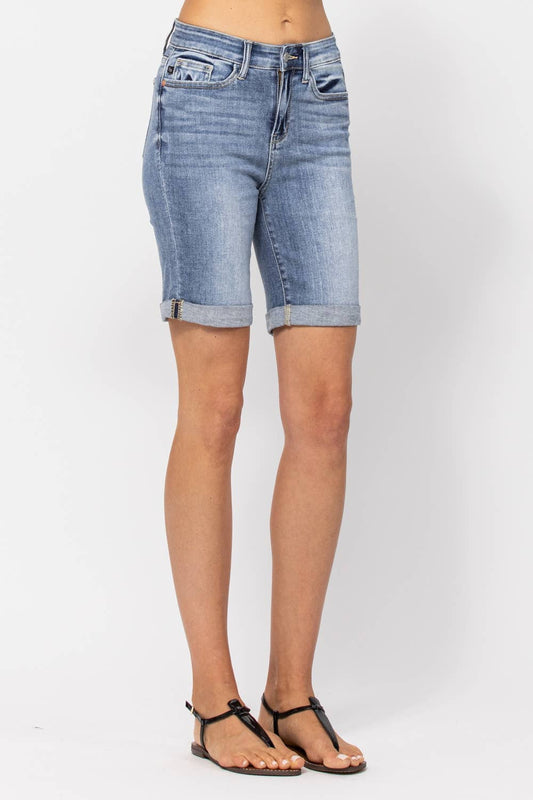 Hi-Rise Cuffed Bermuda Shorts (XL Only): LT / XL